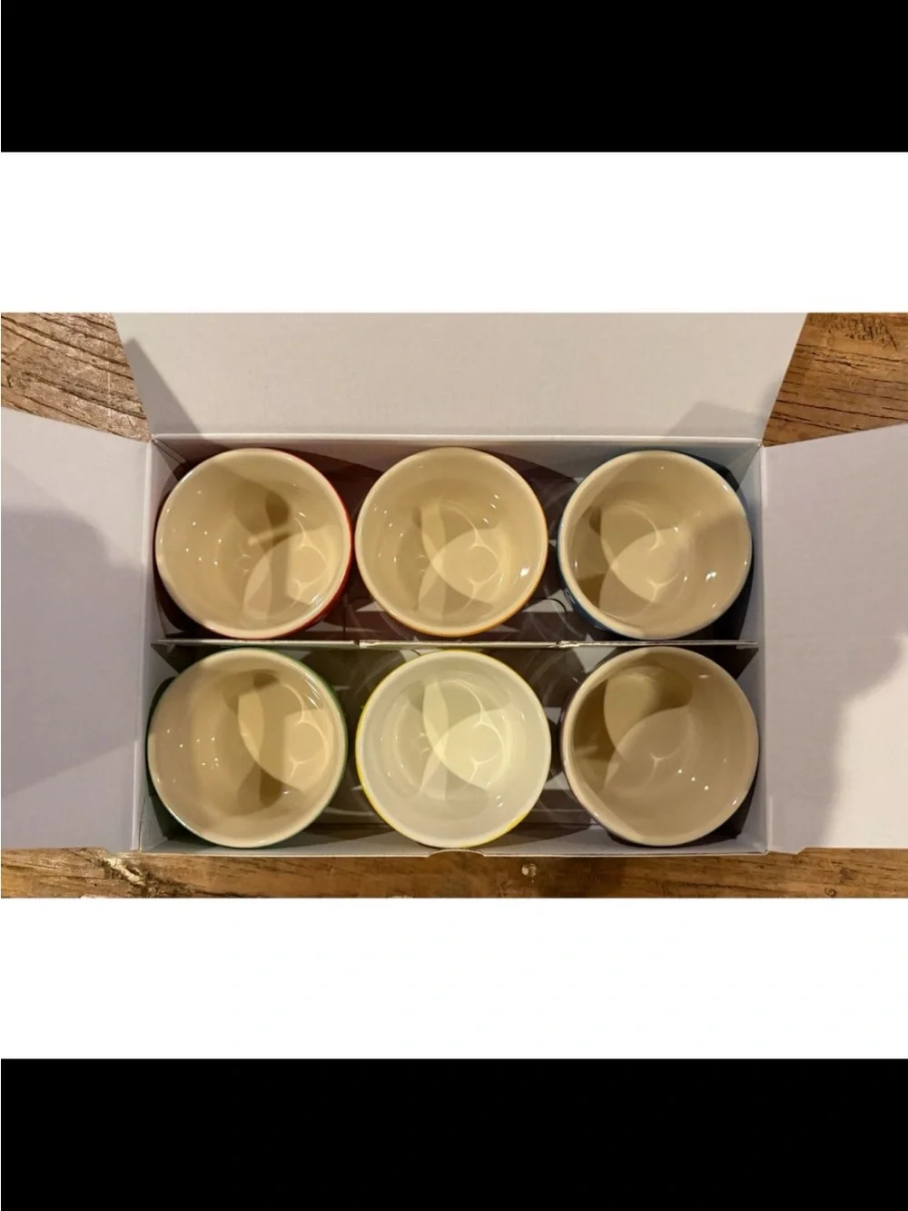 Le Creuset Stoneware Rainbow Multicolor Set of 6 3.5oz Mini Ramekins NEW NIB